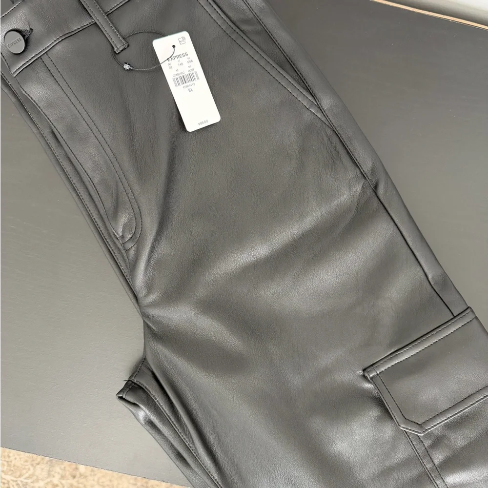 Express Faux Leather Cargo Straight Pants - Picture 2 of 8